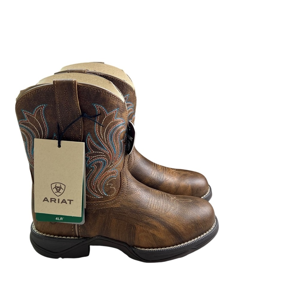 Ariat NEW Round Toe Anthem Shortie Brown Western Size 7 Oil/Slip Resistant Boots - Picture 3 of 13